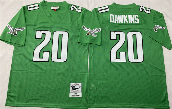 Men's Kelly Green Philadelphia Eagles #20 Brian Dawkins Throwback Stitched Football Jersey